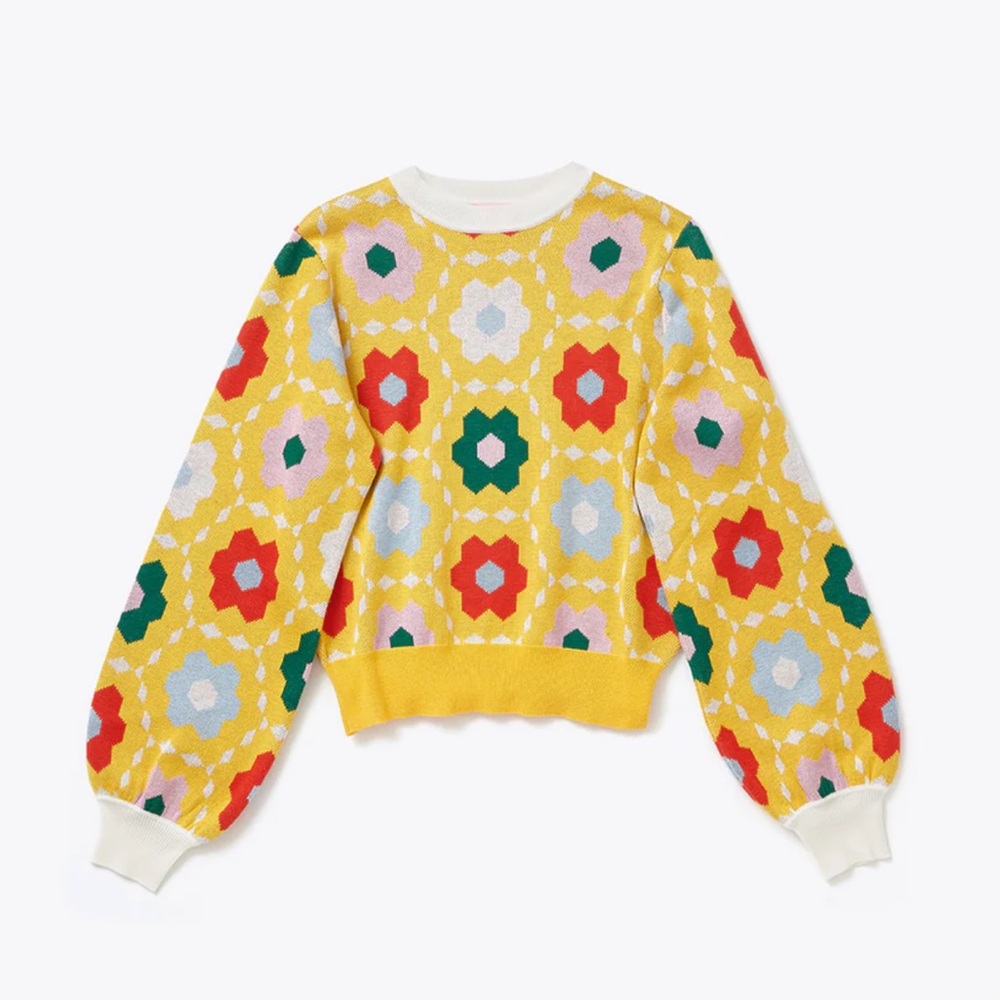 NWT Ban.do Floral Quilted Balloon Sleeve Sweater Size S - Picture 14 of 14